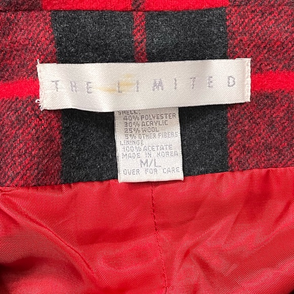 The Limited Plaid Coat Moto Wool Jacket Crop M Medium L Large - Picture 7 of 7